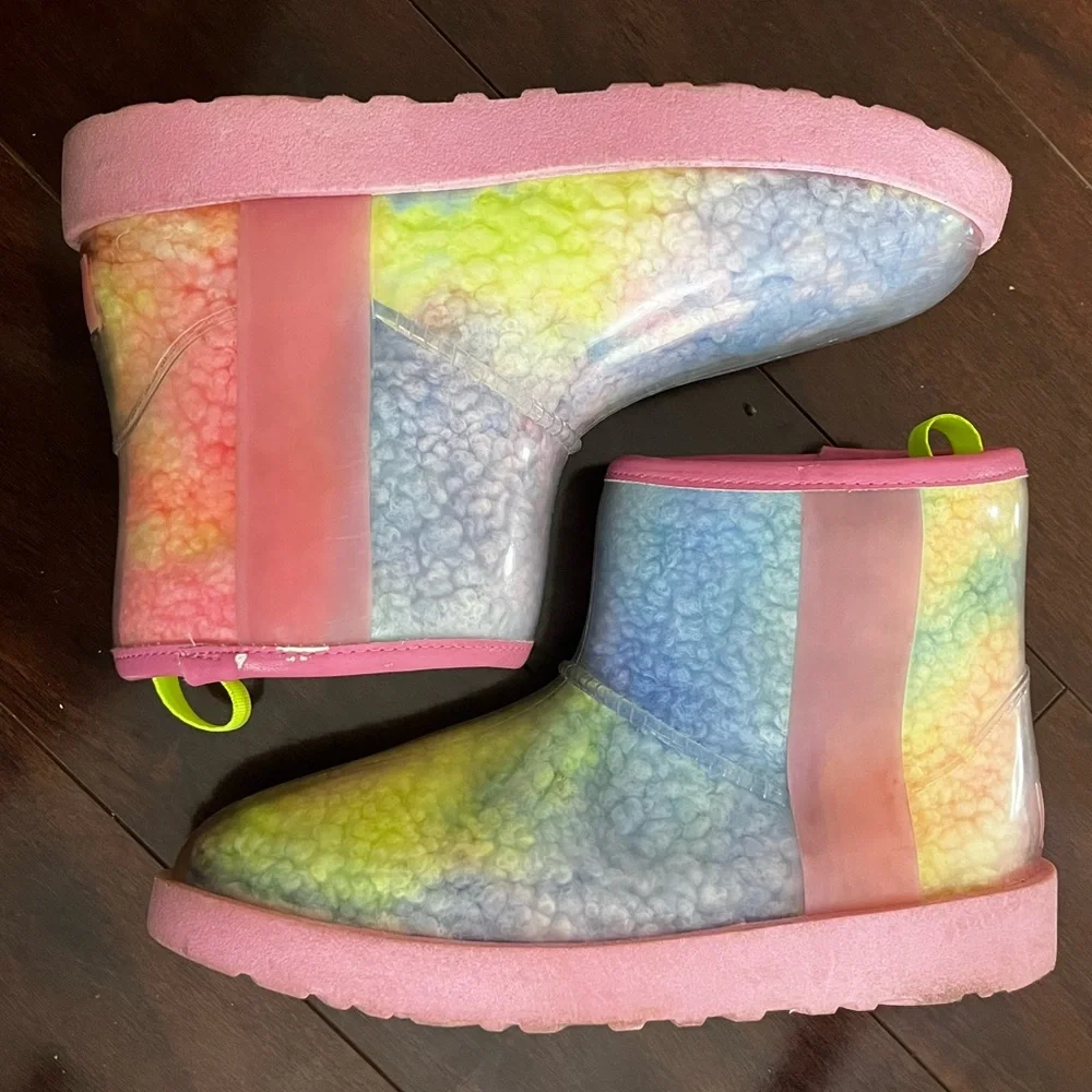 EUC - Cape Robbin - Bayberry Multi-Color Fur Bootie - Woman's Size 7
